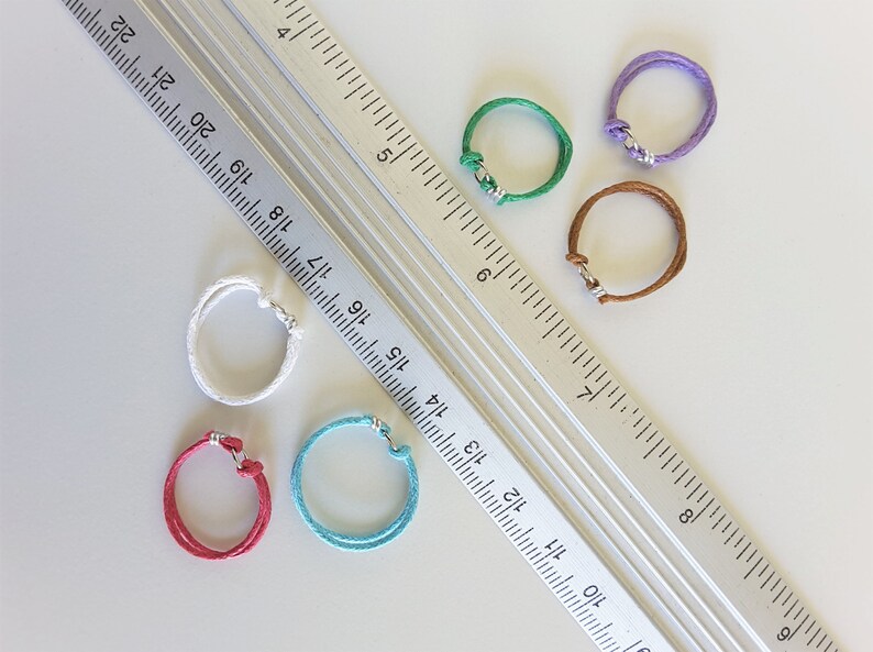 Pinky ring Thumb ring Knuckle ring Layered rings Stackable ring Colourful cord ring Red Blue Green Yellow Purple Pink White Black Brown