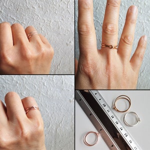 Simple Minimal double wire knot Lock ring , Gold Silver Rose gold , NOT Adjustable , Dainty Minimalist promise infinity Stack Stacking rings image 3