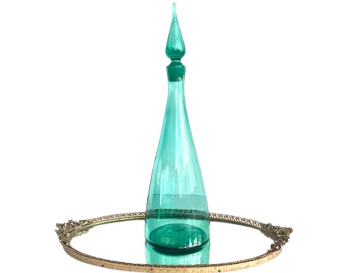Vintage Blenko 920M Sea Green Decanter | 1940s Flame Stopper, Mid ...
