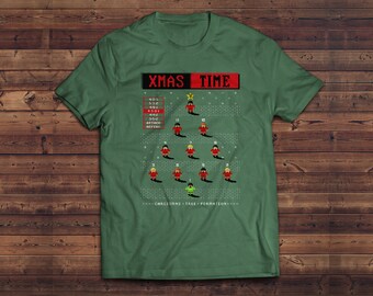 Retro Videogame Red Team Christmas Formation T-shirt Mens