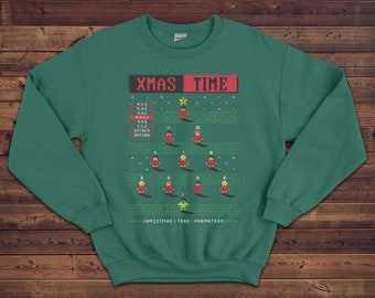 Retro Videogame Red Team Christmas Formation Jumper/Sweater Unisex