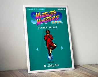 Liverpool Salah 16 Bit Mentality Monsters Street Fighter Inspired Retro Poster Only Print
