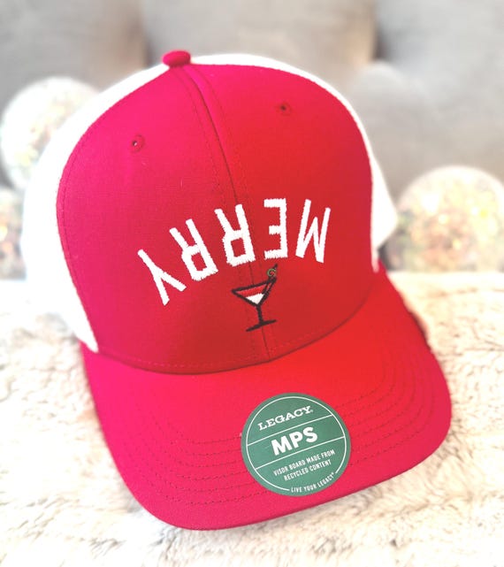 Christmas Holiday Trucker Hat Merry Cocktail Christmas Merry Cocktails Trucker Hat Red Christmas Hat Holiday Trucker Hat Cap