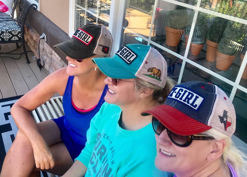 California Girl Hat Cap Cali Girl Bear Flag Trucker Cap Soft Mesh Back Legacy Headwear Baseball Cap Hat Ocean Waves Surf Surfing