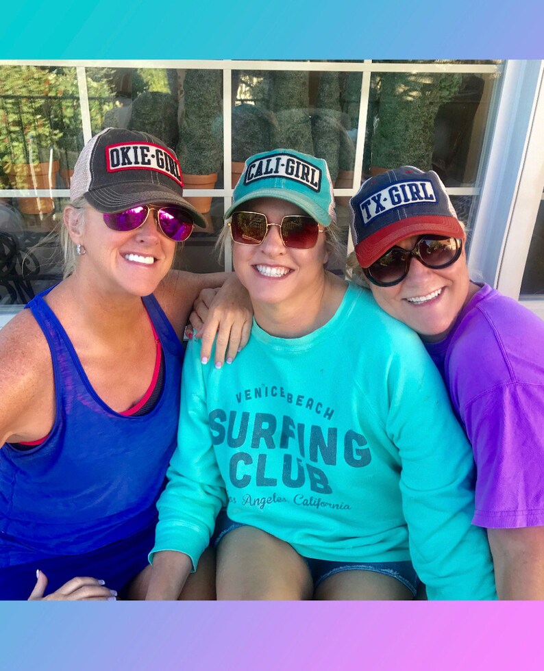 California Girl Hat Cap Cali Girl Bear Flag Trucker Cap Soft Mesh Back Legacy Headwear Baseball Cap Hat Ocean Waves Surf Surfing