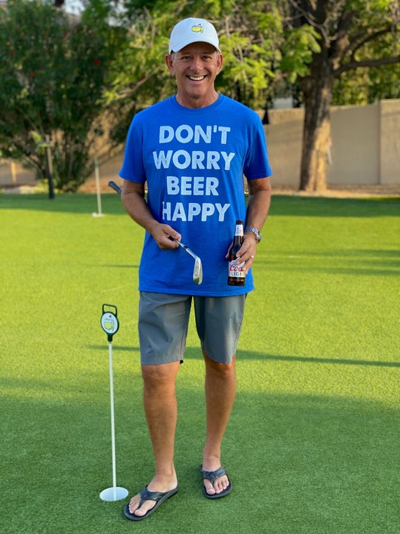 Funny Beer Tee BEER HAPPY T-Shirt Don't Worry Beer Happy Craft Beer Brews party football skiiNG goLF Bar coLLege sports OutdooRs Lake Beach