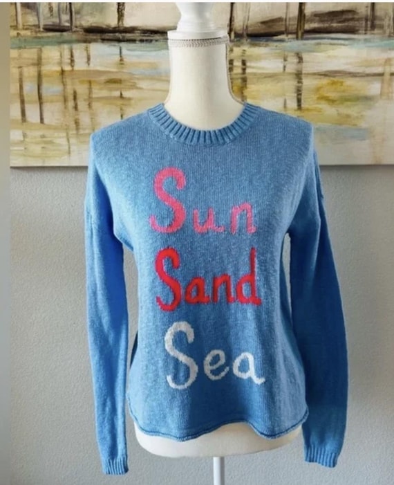 Lilly Pulitzer SUN Sand Sea beach sweater cotton periwinkle blue Vacay vacation sz Md NWT