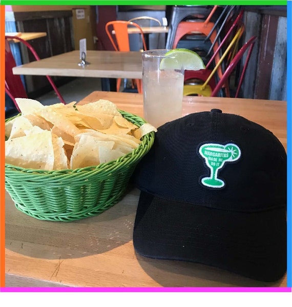 Margaritas HaT CaP MargaritAS maDE me Do IT BlacK TwiLL cap SaLT LimE SuNshiNe cocktaiL Party BeacH PooL Fiesta sticker