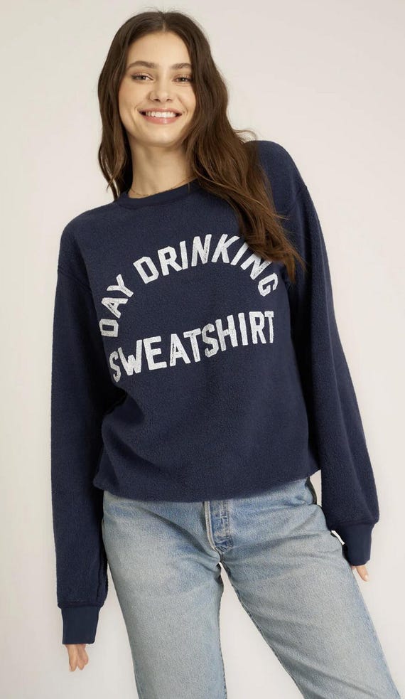 Day Drinking Reversible Fleece Sweatshirt Game Day Sweatshirt Project Social Brand Super Bowl Sweatshirt