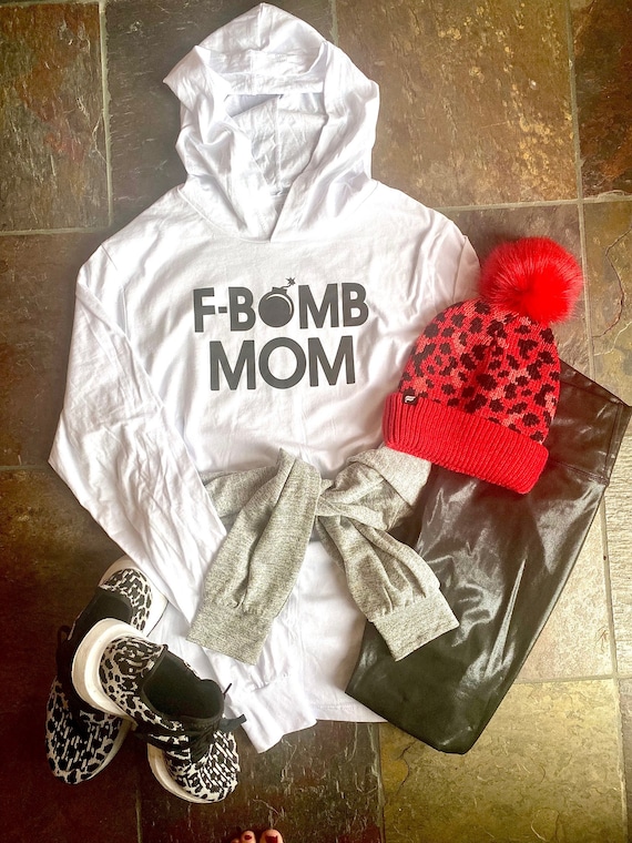 Fuck Shirt F-Bomb Mom Super Mom Hoodie Long Sleeve Tee Hooded Tee t-shirt Zumba Yoga Running Weightlifting Tee Funny all sizes + free gift