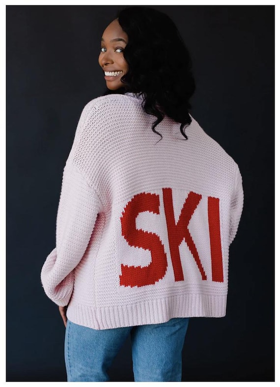 Ski Sweater Cardigan Pink Panache Apparel size medium Apres Ski Mountains