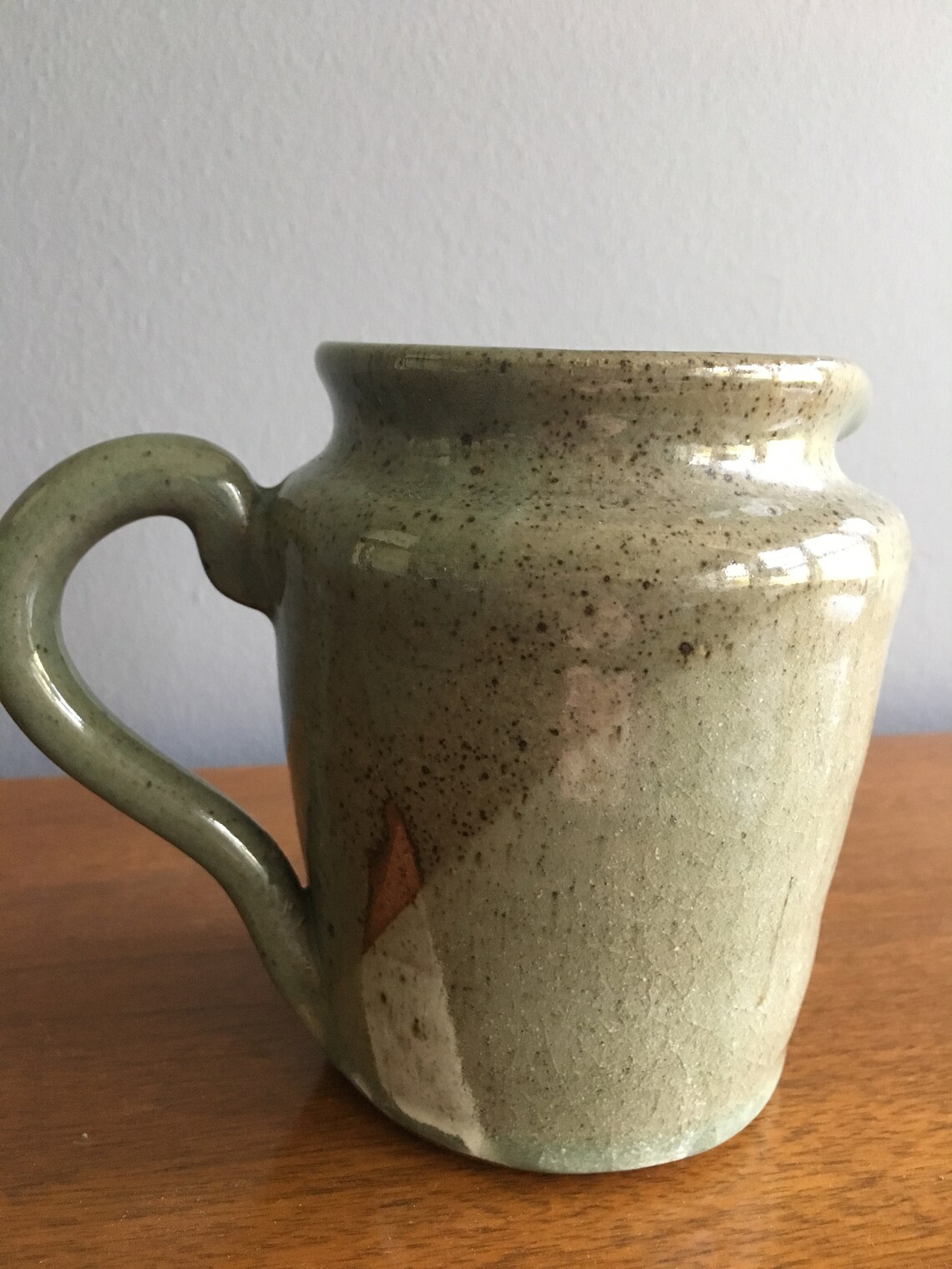 Handmade green speckled pottery pitcher Etsy