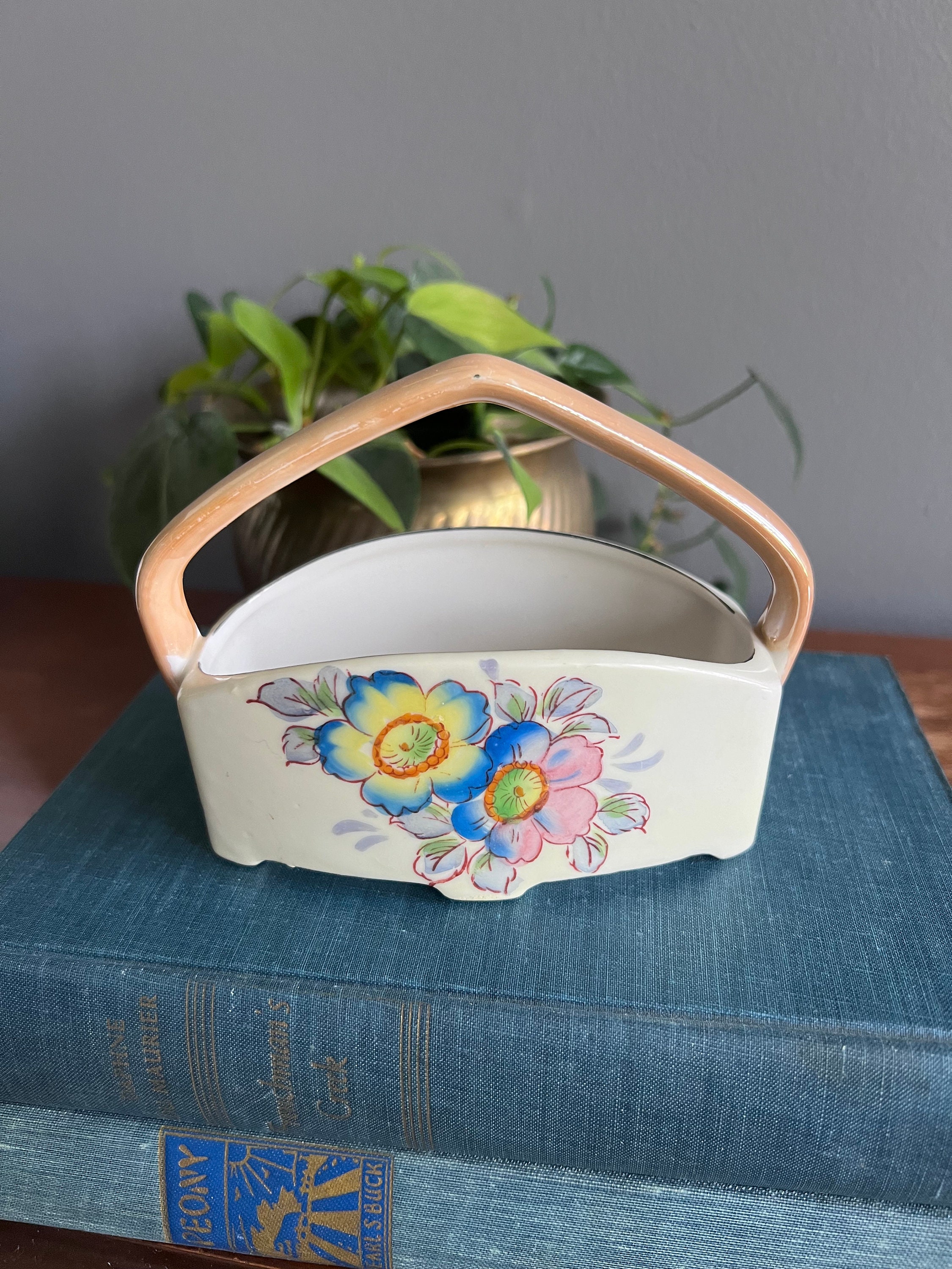 TIP TOE　ティーバスケット Vintage TT Takito Hand Painted Ceramic Basket - Etsy