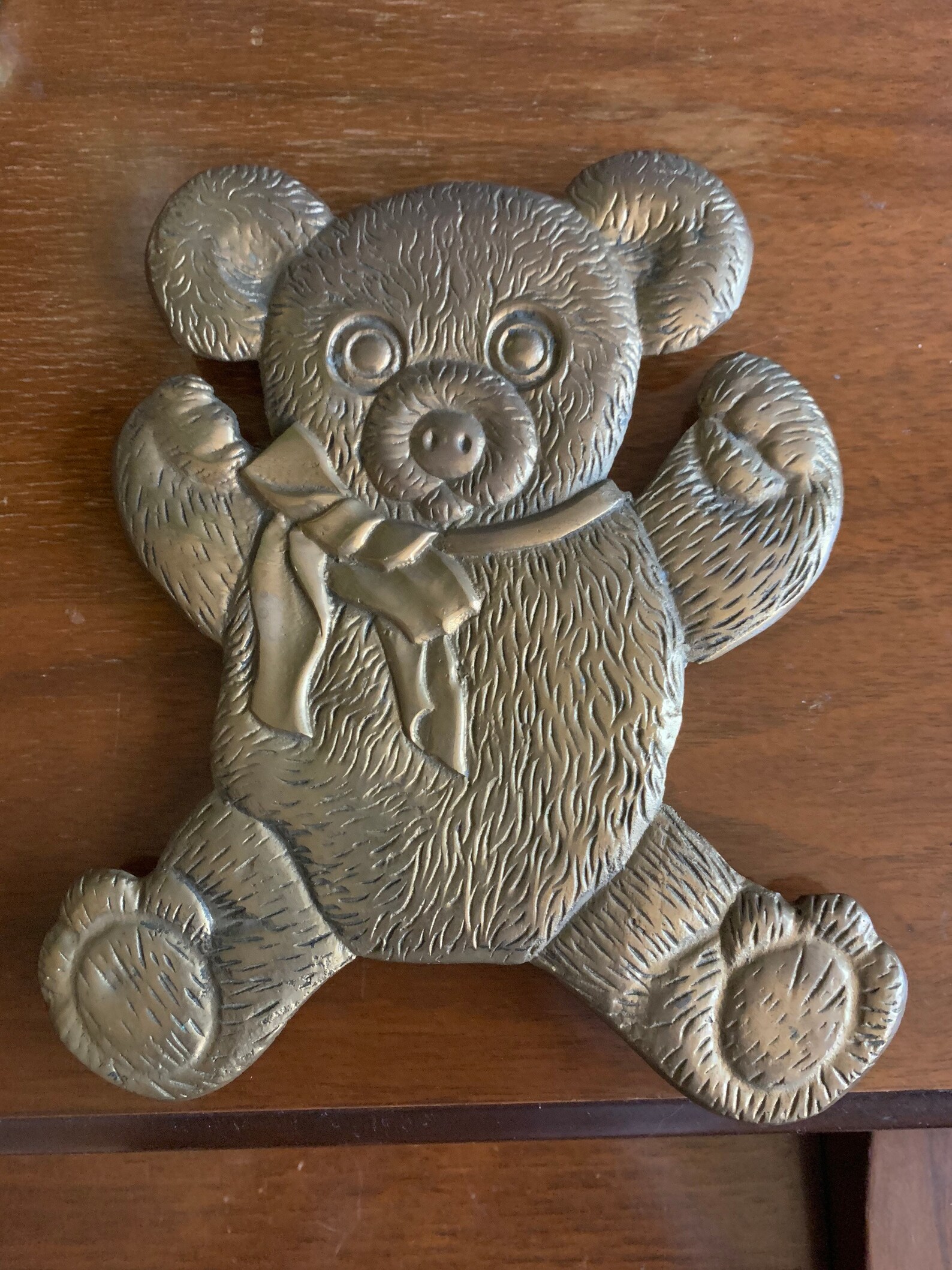 Vintage Brass Teddy Bear Wall Hanging Trivet Brass Animal Etsy