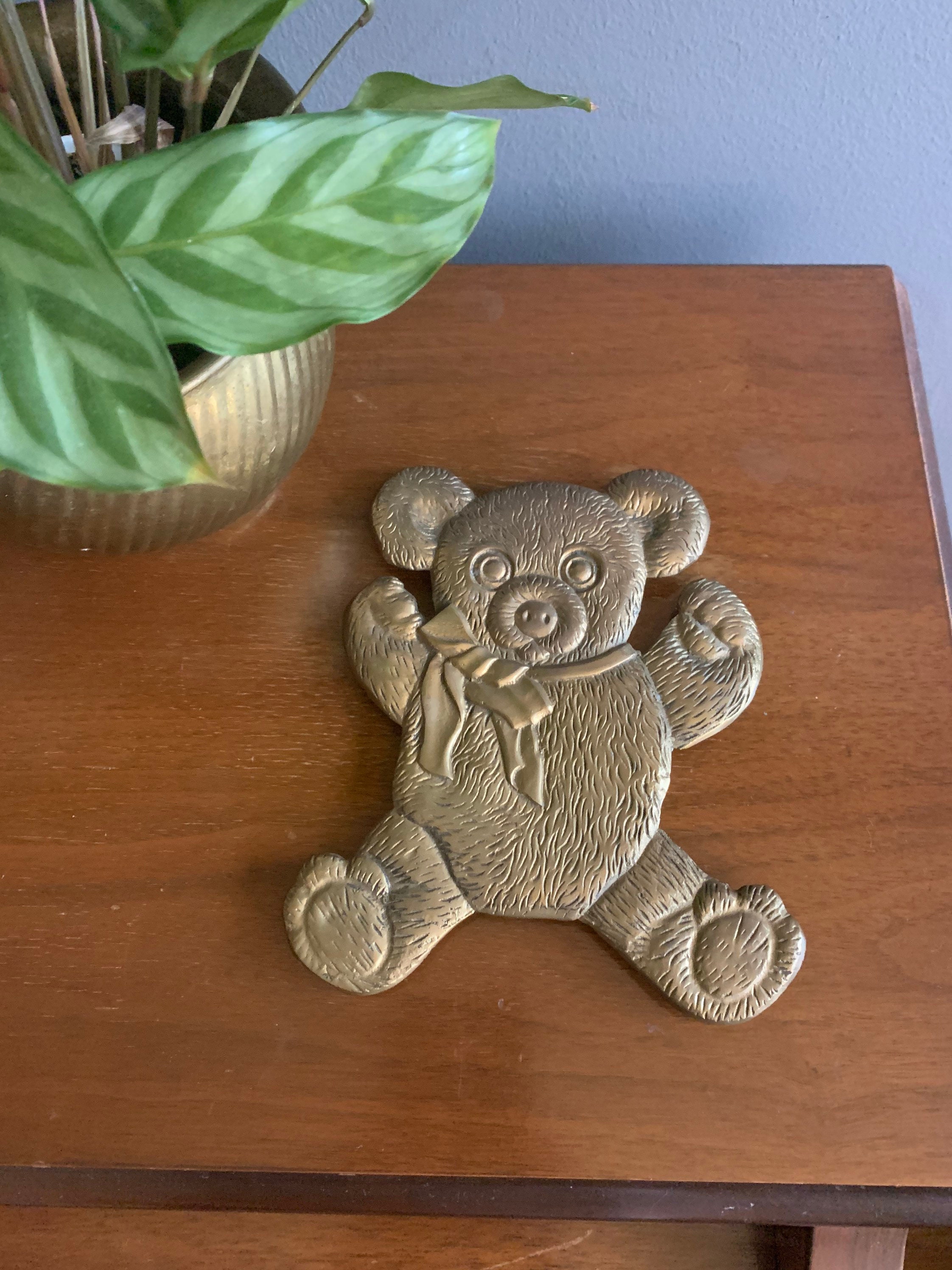 Vintage brass teddy bear wall hanging trivet brass animal Etsy