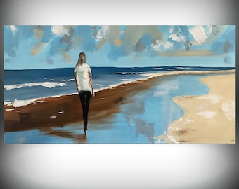 Tableau Impression Sur Verre – Paysage Palmiers, Plage, Mer – Dimensions 120x60 Cm – Style Moderne – Neuf