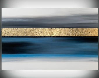 Gemälde Bild Abstrakt "Golden Edge"100x70x2 Original KUNST Acryl Handgemalt Gold  UNIKAT