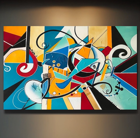絵画 abstract painting Abstract Painting READY to Hang Cubism Texture