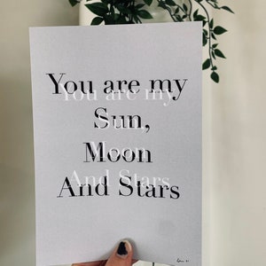 Sun, moon and stars print - A5