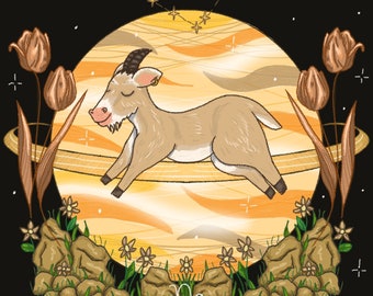 Illustrative Capricorn Zodiac Star Sign Print