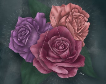 Watercolour Style Roses Art Print