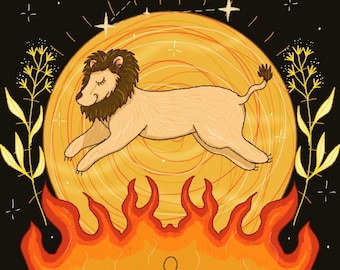 Illustrative Leo Zodiac Star Sign Print