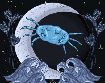 Illustrative Cancer Zodiac Star Sign Print