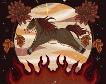 Illustrative Sagittarius Zodiac Star Sign Print