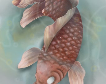 Koi carp watercolour style print