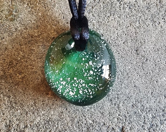 Memorial Pendant  Handblown Glass | Cremation Jewelry |  Pet Memorial Necklace | Deep Green Version |