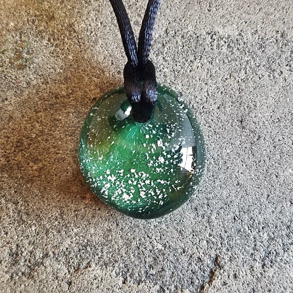 Memorial Pendant  Handblown Glass | Cremation Jewelry |  Pet Memorial Necklace | Deep Green Version |