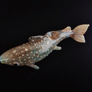 Glass Brook Trout Pipe | Color Changing | Unique Sculpted Glass Art | Immediate Shipping