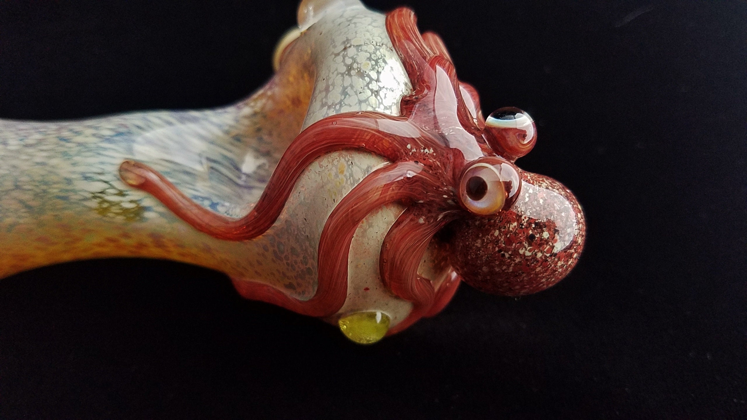 Glass Octopus Pipe Color Changing Glass UV Glow Unique Glass Art