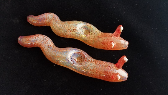 Glass Slug Pipe (Red Version)| Color Changing | Unique Glass Art | Immediate Shipping