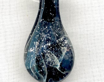 Memorial Pendant | Cremation Jewelry | Black Teardrop |  Pet Memorial Necklace |
