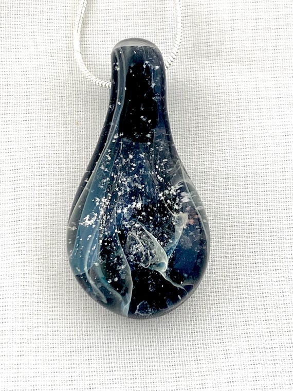 Memorial Pendant | Cremation Jewelry | Black Teardrop |  Pet Memorial Necklace |