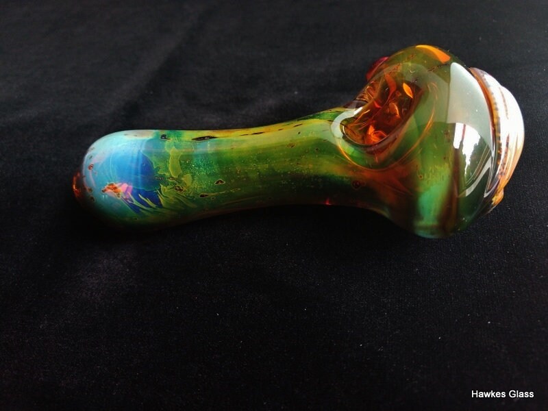 Glass Eye Pipe (Encased Amber) SECOND, Glass Pipe, Glass Smoking Pipe
