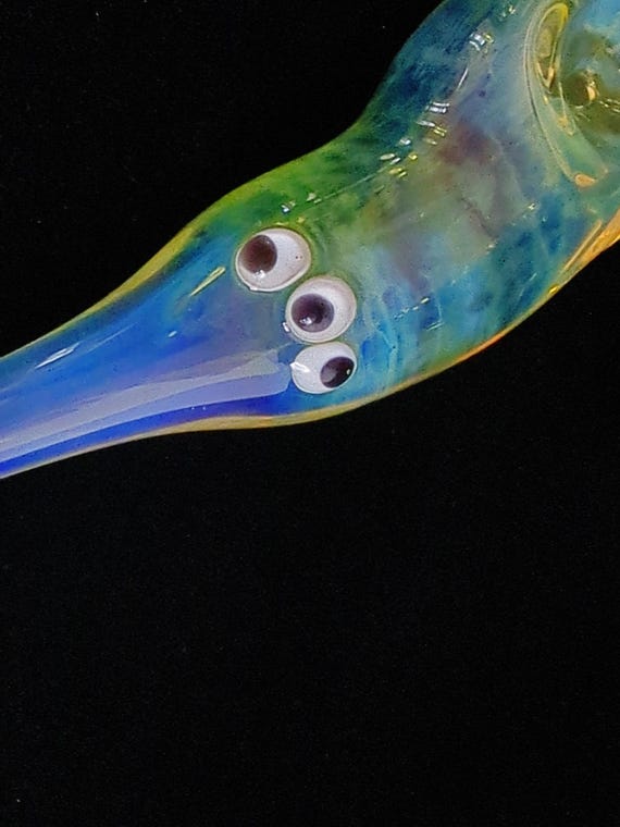 Glass Magic Worm (Three-eyed Fumed Version) | Unique Functional Glass Art | Fast & Free Shipping