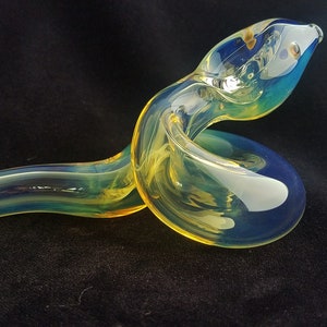 Coiled Glass Snake Pipe | Color Changing | Unique Sculpted Glass Art | Fumed Version | Fast Shipping |