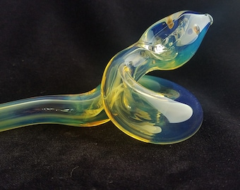 Coiled Glass Snake Pipe | Color Changing | Unique Sculpted Glass Art | Fumed Version | Fast Shipping |