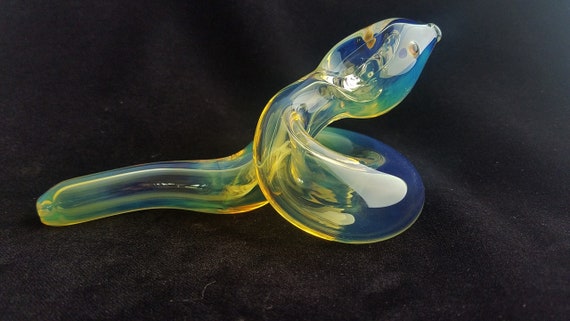 Coiled Glass Snake Pipe | Color Changing | Unique Sculpted Glass Art | Fumed Version | Fast Shipping |