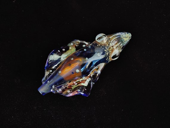 Glass Cuttlefish Pipe | Color Changing Bowl | UV Glow | Sculpted Functional Glass Art | Fast Shipping