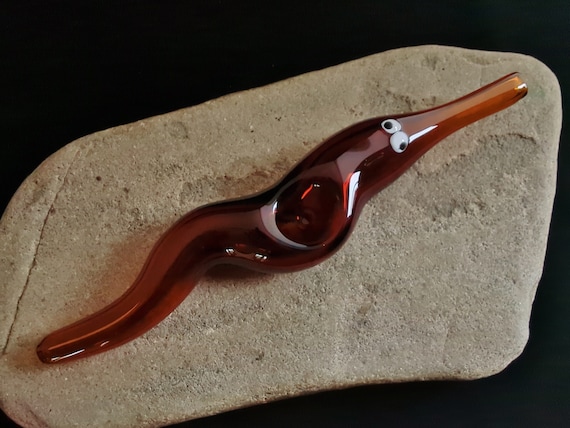 Glass Magic Worm Pipe (Deep Honey Colored Version) | Unique Glass Art | Fast & Free Shipping