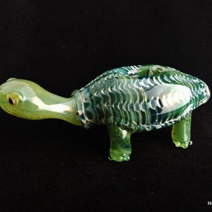 Colorful Turtle Pipe Sculpted Glass Bowl Color Changing Unique Gift Idea Immediate Priority Shipping image 1