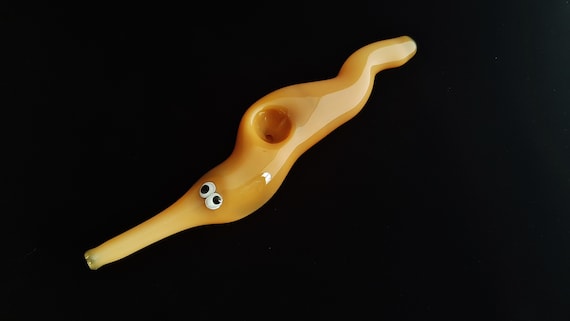 Glass Magic Worm Pipe (Solid Yellow Version) | Unique Glass Art | Fast & Free Shipping