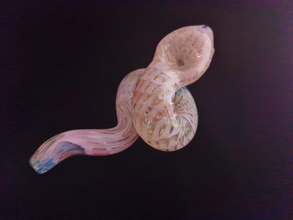 Coiled Glass Snake Pipe | Color Changing | Unique Sculpted Glass Art | Pink Version | Fast Shipping
