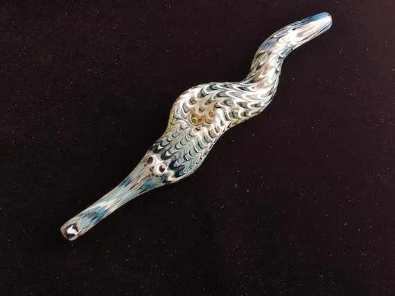 Glass Magic Worm Pipe (Plaid/Striped Version - Black and White)| Color Changing | Unique Glass Art | Fast & Free Shipping