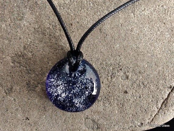 Memorial Pendant  Handblown Glass | Cremation Jewelry |  Pet Memorial Necklace | Cobalt Blue Version |