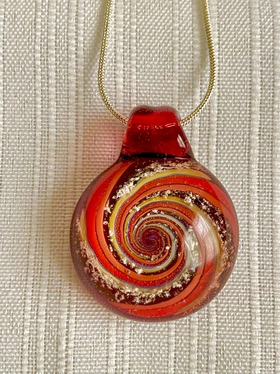 Spiral Galaxy Memorial Pendant  | Cremation Jewelry |  Pet Memorial Necklace | Red Version |