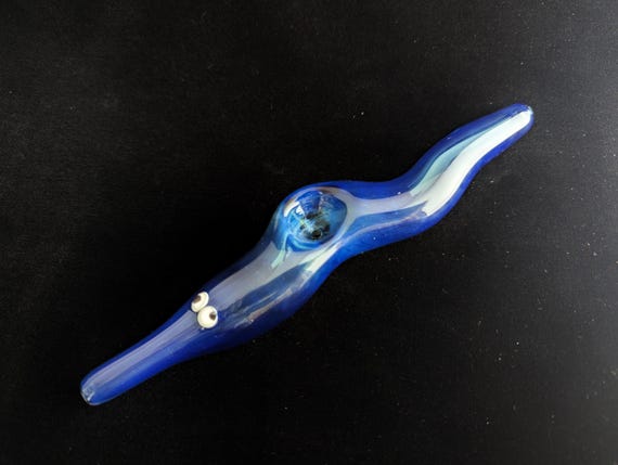 Glass Magic Worm Pipe (Light Cobalt Blue Version) | Unique Glass Art | Fast & Free Shipping
